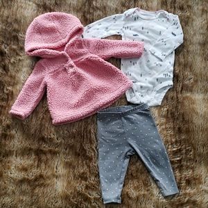 Pink Sherpa Polka Dot Mountain Winter Outfit